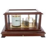 Contemporary mahogany barograph, the bed plate signed Russell, Norwich, within a glazed case over