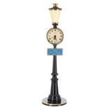 Jaeger novelty clock timepiece in the form of a lamppost, the 1.75" cream dial under an opaque glass
