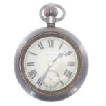 Great Western Railway (G.W.R.) Record nickel cased lever pocket watch, signed 15 jewel movement with