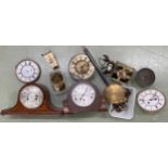 Garrard three train mantel clock striking on five rods, within an Art Deco oak case, 8.5" high (