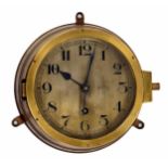 Rare and interesting Kriegsmarine German U-Boat bulkhead clock, the 6.25" silvered dial inscribed