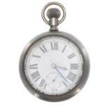 London, Midland and Scottish Railway (L.M.S.R) Lonville nickel cased lever pocket watch, signed