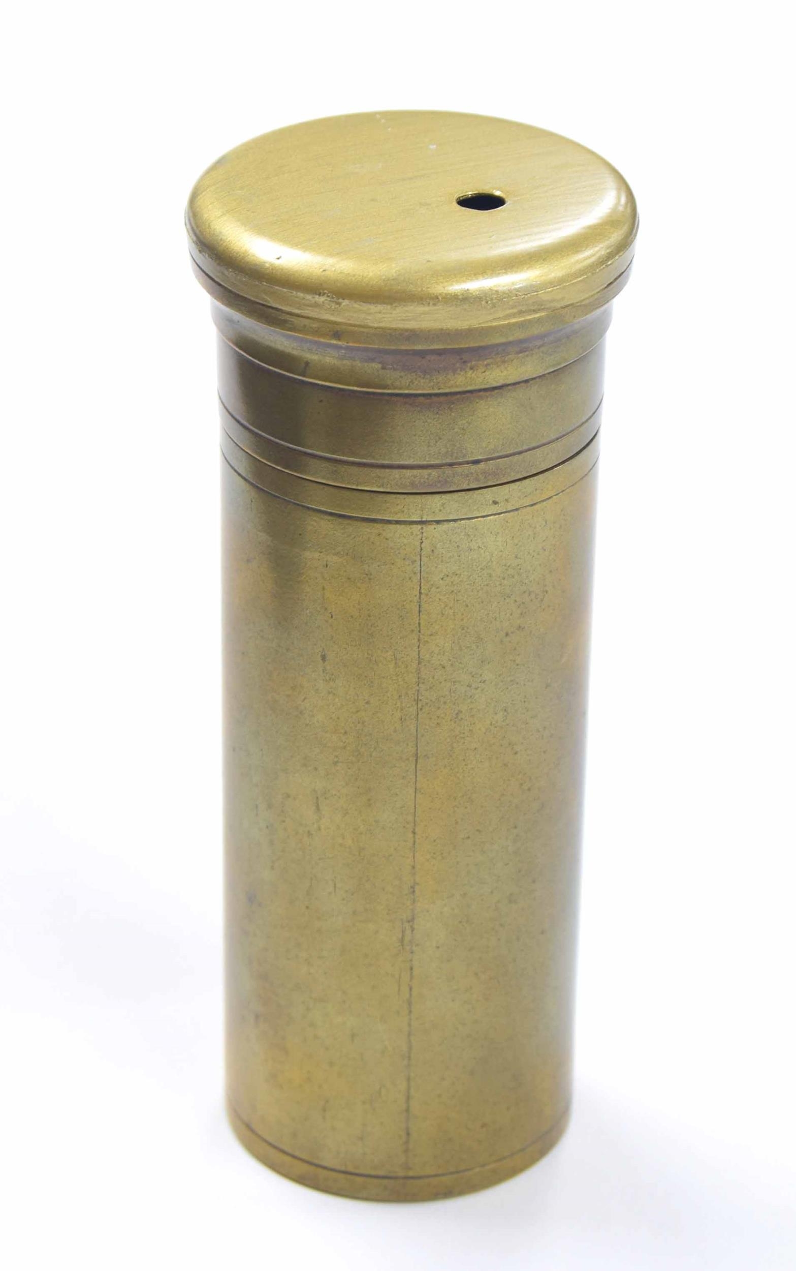 Interesting miniature cylindrical brass night clock with globular opaque glass shade inscribed - Image 2 of 2