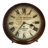 London, Midland and Scottish Railway (L.M.S.R) mahogany single fusee 12" wall dial clock signed John