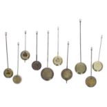 Ten various French clock pendulums (10)