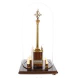 Geoffrey Bell contemporary 'Heavenly Pillar' brass mystery mantel clock, the 1.75? horizontal