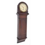 Good oak Railway regulator wall clock, the 12" circular cream dial signed Brandreth & Walker,