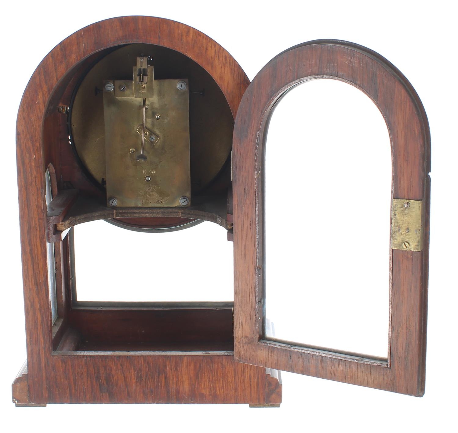 Great Western Railway (G.W.R) rosewood single train mantel clock with Lenz Kirch movement stamped - Image 3 of 4