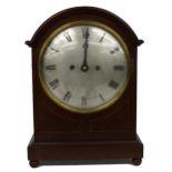 Mahogany double fusee mantel clock striking the hours and quarters on five gongs, the movement