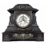 French black slate two train mantel clock, the S. Marti movement striking on a bell, the 5.5"