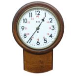 British Railway (Western Region) oak 12" drop dial wall clock, the dial inscribed B.R. with twenty