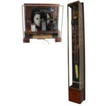 Interesting and unusual electric master tall wall clock, the electrics and brass bob pendulum housed