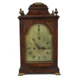 English mahogany double fusee bracket clock, the 7" silvered arched dial signed Percival, Woolwich