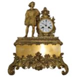 French ormolu two train mantel clock, the 3" white dial signed D. Potonie & Cie, Paris inset into an