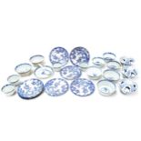 Selection of Japanese blue and white porcelain teawares, to include eight plates, 6" diameter, tea