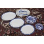 Set of three graduated Booths Silicon China meat plates, each with gilt and blue geometric