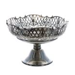 1920s silver pierced pedestal bowl, maker William Adams Ltd, Birmingham 1920, 8" diameter, 5.5"