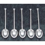 Five Levi & Salaman silver coffee spoons, Birmingham 1923, 3.5" long