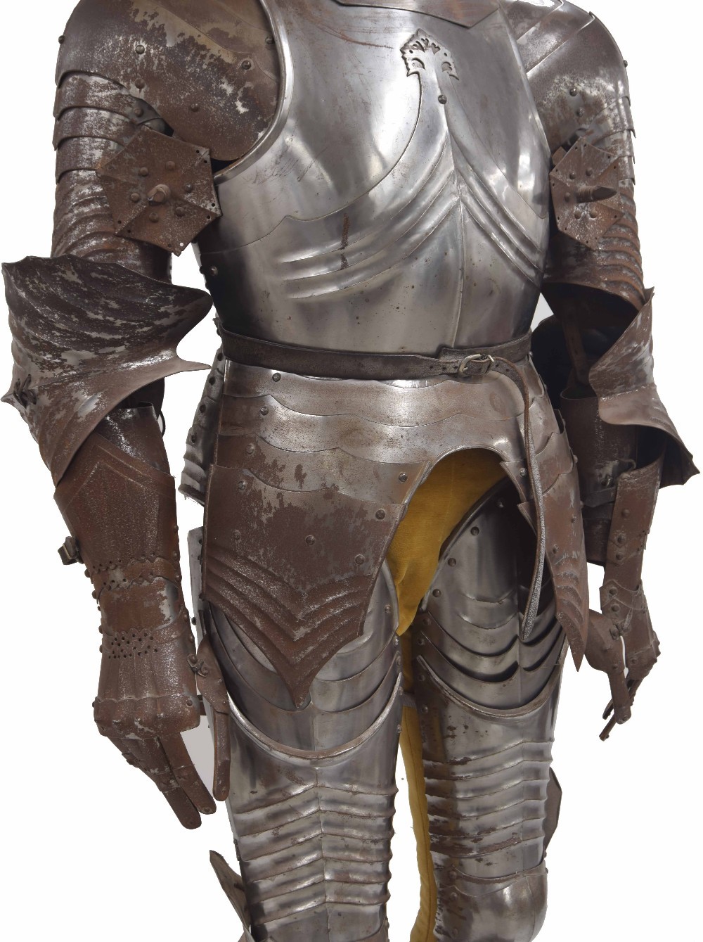 Full suit of German ceremonial steel armour for horseback in the Medieval style, including a - Image 3 of 6