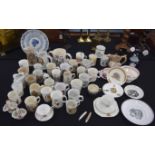 Commemorative pottery and porcelain items, primarily cups and mugs, to include Royal Doulton, Spode,