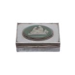 Edwardian silver box inset with an oval Jasperware panel to the cover, maker's mark rubbed (likely R