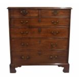 George III mahogany chest of drawers, the moulded top over two short and four long graduated