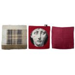 Christian Dior silk handkerchief; together with Burberry handkerchief and another by Fornasetti (