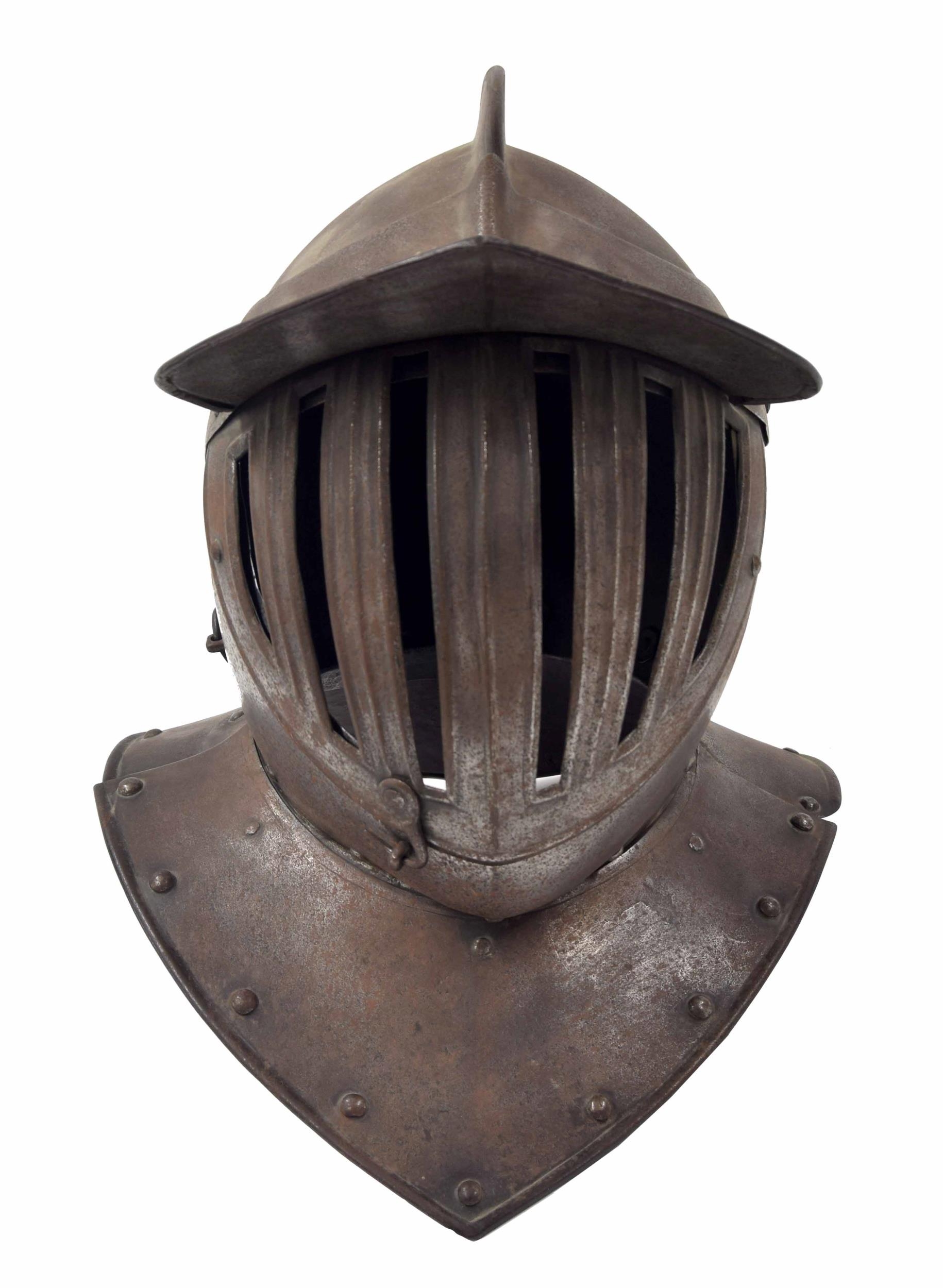 17th century style north European cuirassier siege steel helmet, with studded decoration and