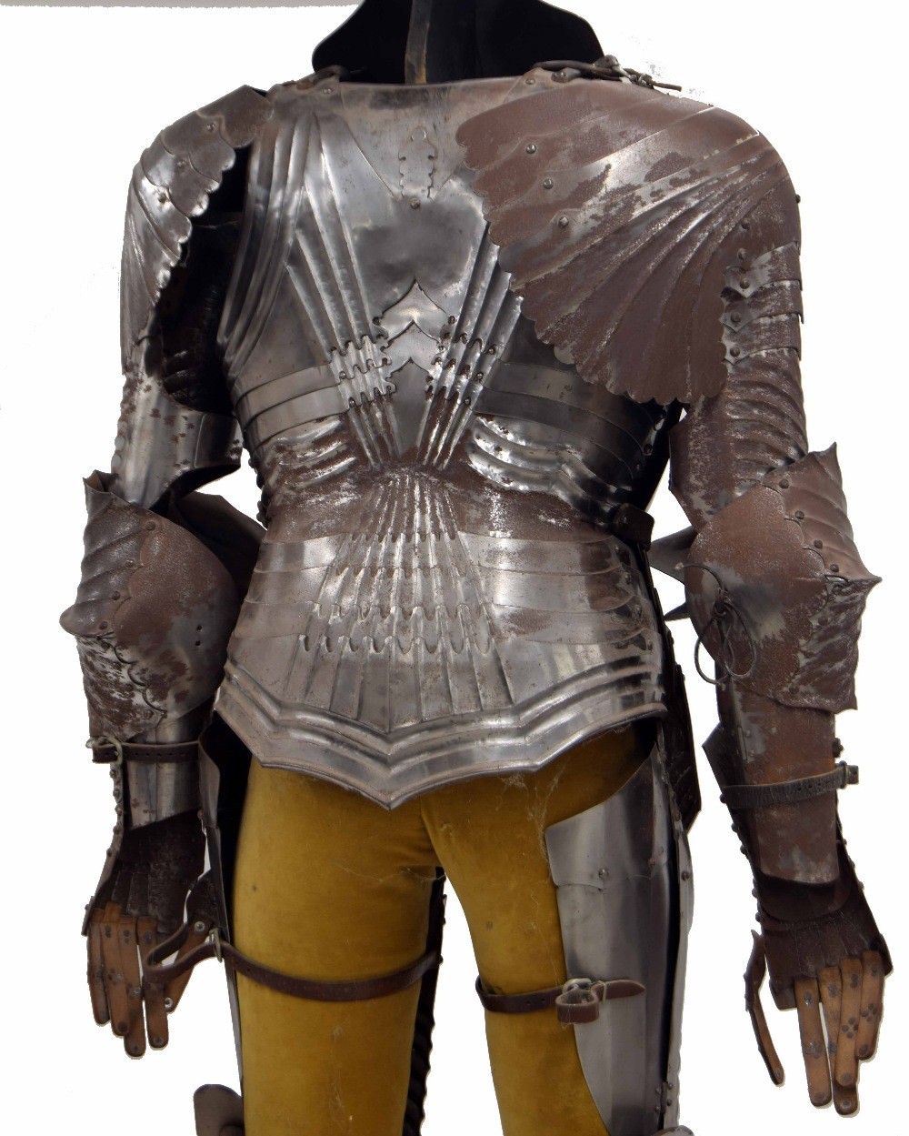 Full suit of German ceremonial steel armour for horseback in the Medieval style, including a - Image 6 of 6