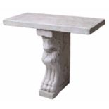 Good heavy contemporary composite stone console table, the rectangular top upon a bracket support