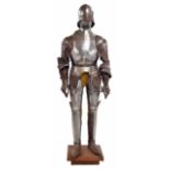 Full suit of German ceremonial steel armour for horseback in the Medieval style, including a