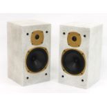 Pair of Tannoy hifi speakers with stone effect finish