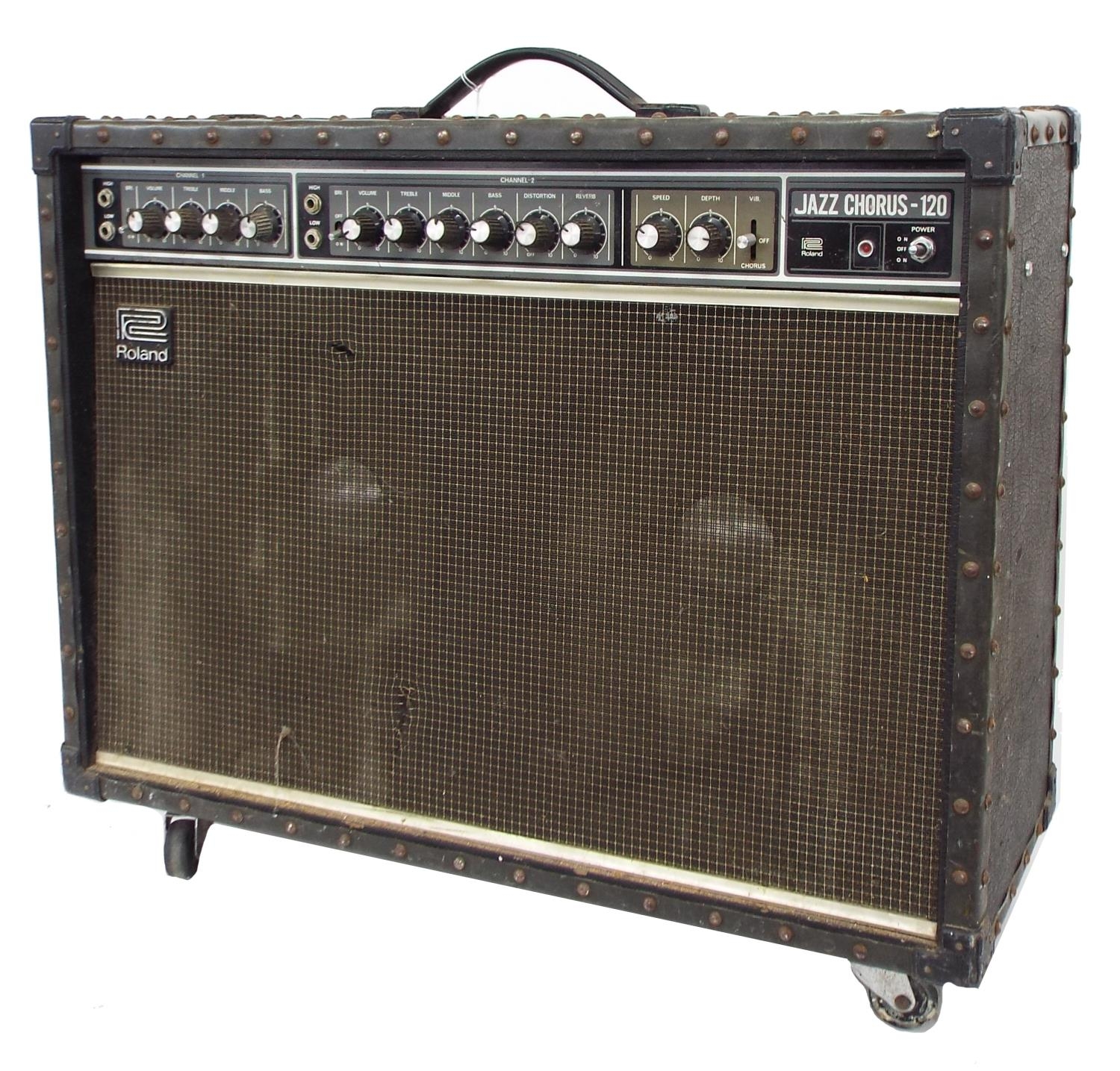 1982 Roland Jazz Chorus-120 JC-120 guitar amplifier, made in Japan, ser. no. 227652, fitted with a