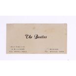 The Beatles - original Alan Williams business card