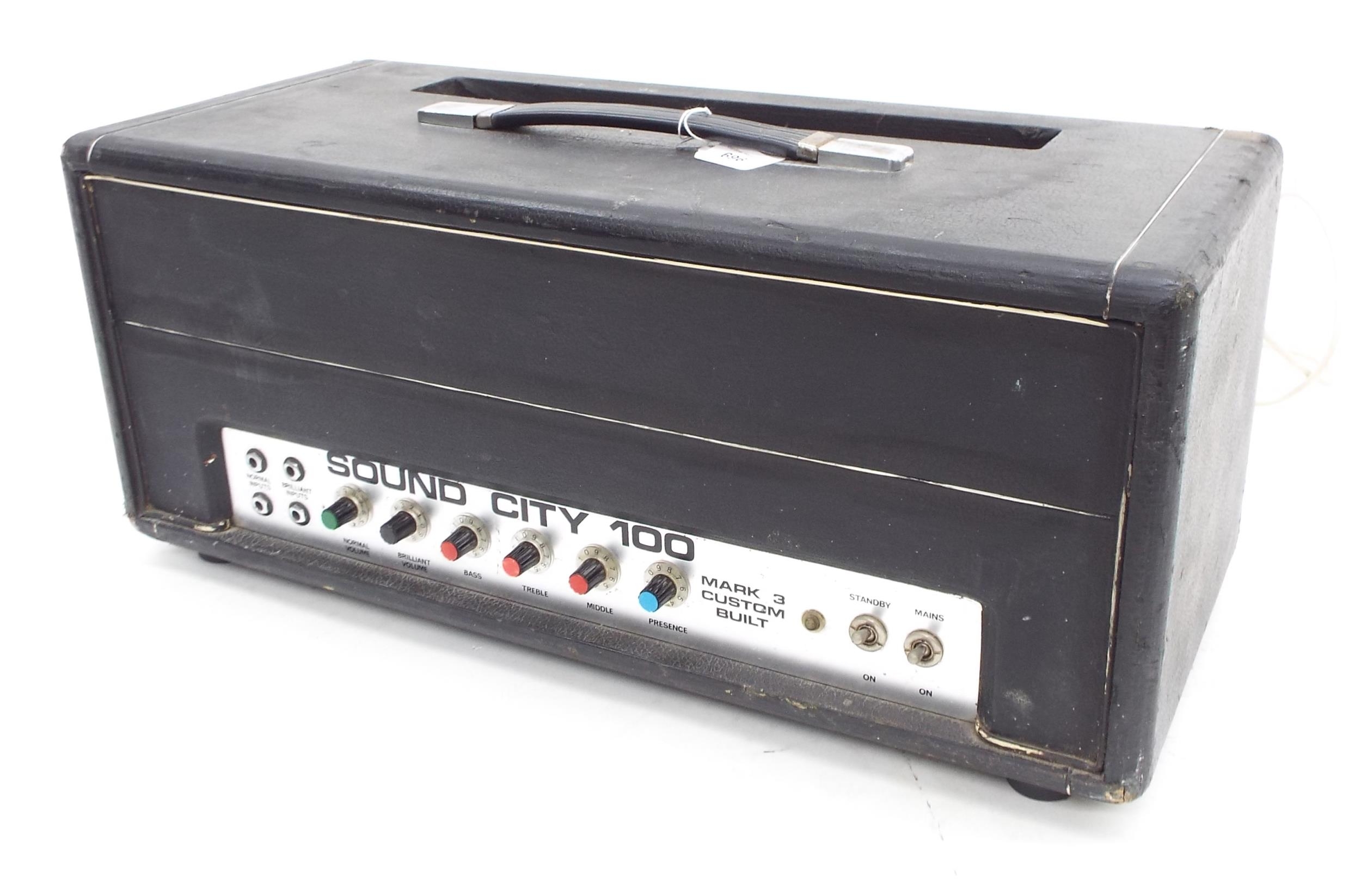 Sound City 100 Mark 3 custom built guitar amplifier head unit in need of servicing