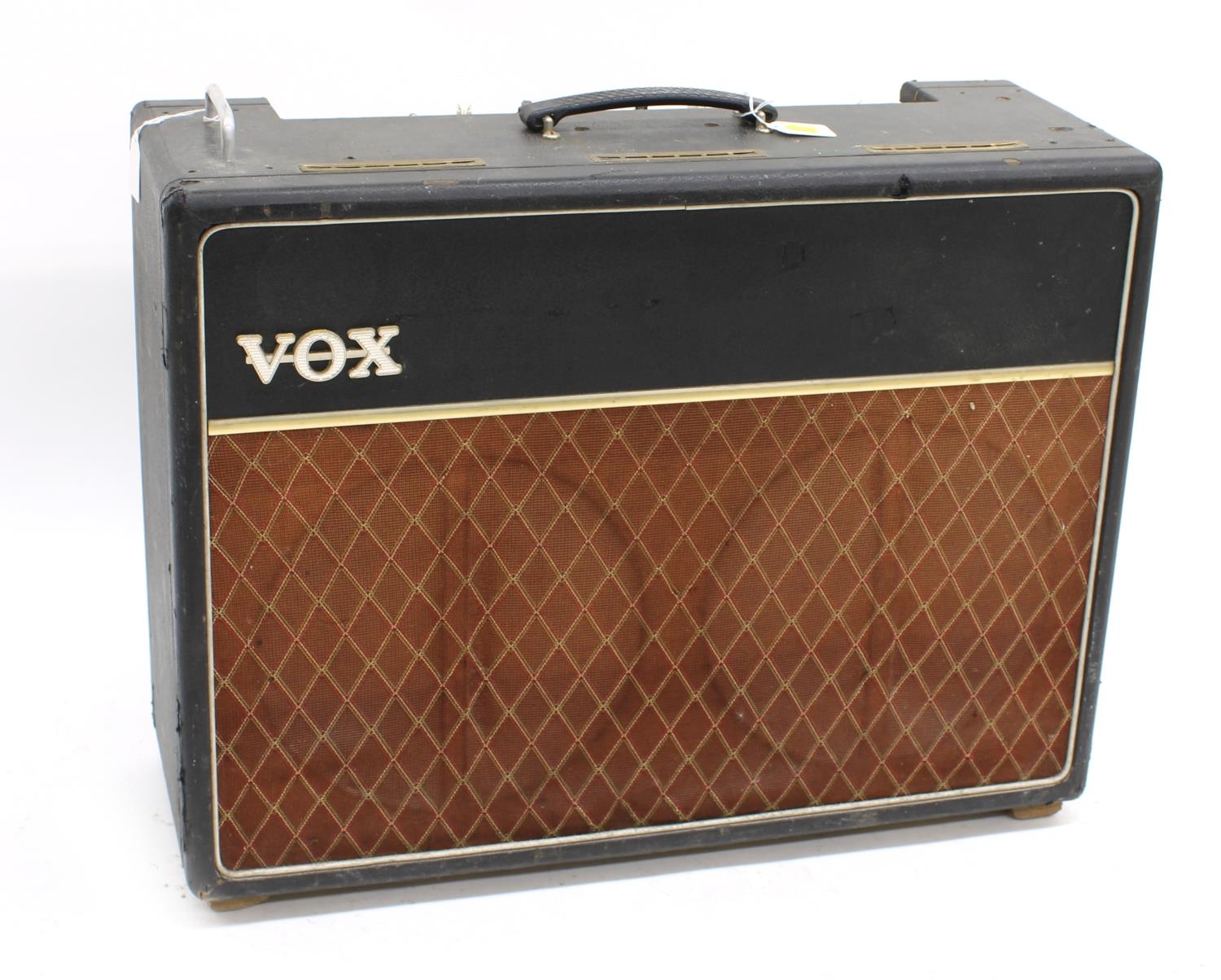 Early 1960s Vox AC30 guitar amplifier in need of restoration, made in England, ser. no. 11066T