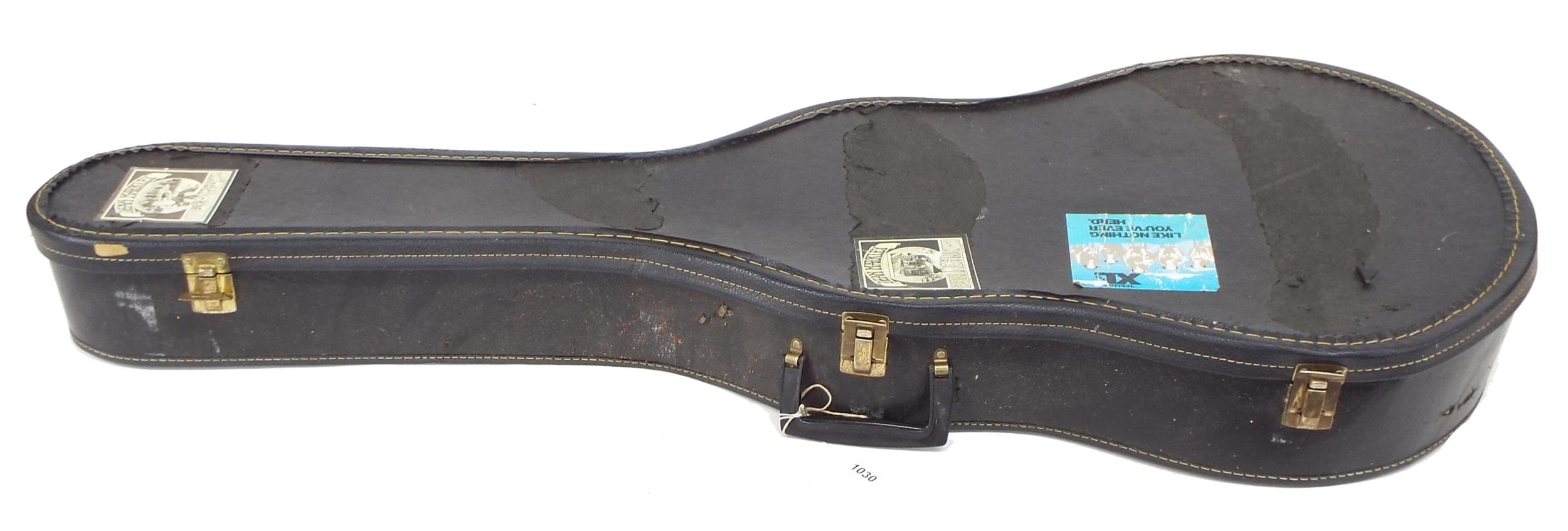 Old semi-rigid Thinline electric guitar hard case with 16" lower bout, 4" deep approx - Image 2 of 2