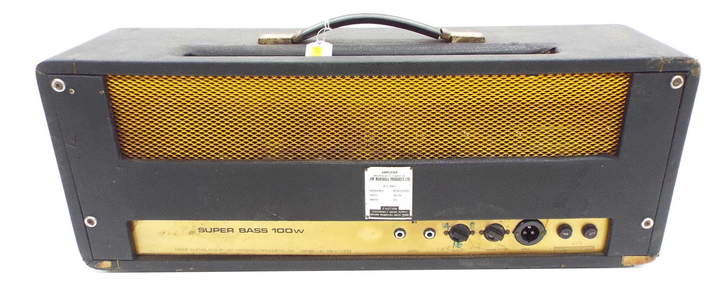 Late 1960s Marshall JMP 'Plexi' Model 1992 Super Bass 100 watt guitar amplifier, made in England, - Image 2 of 2