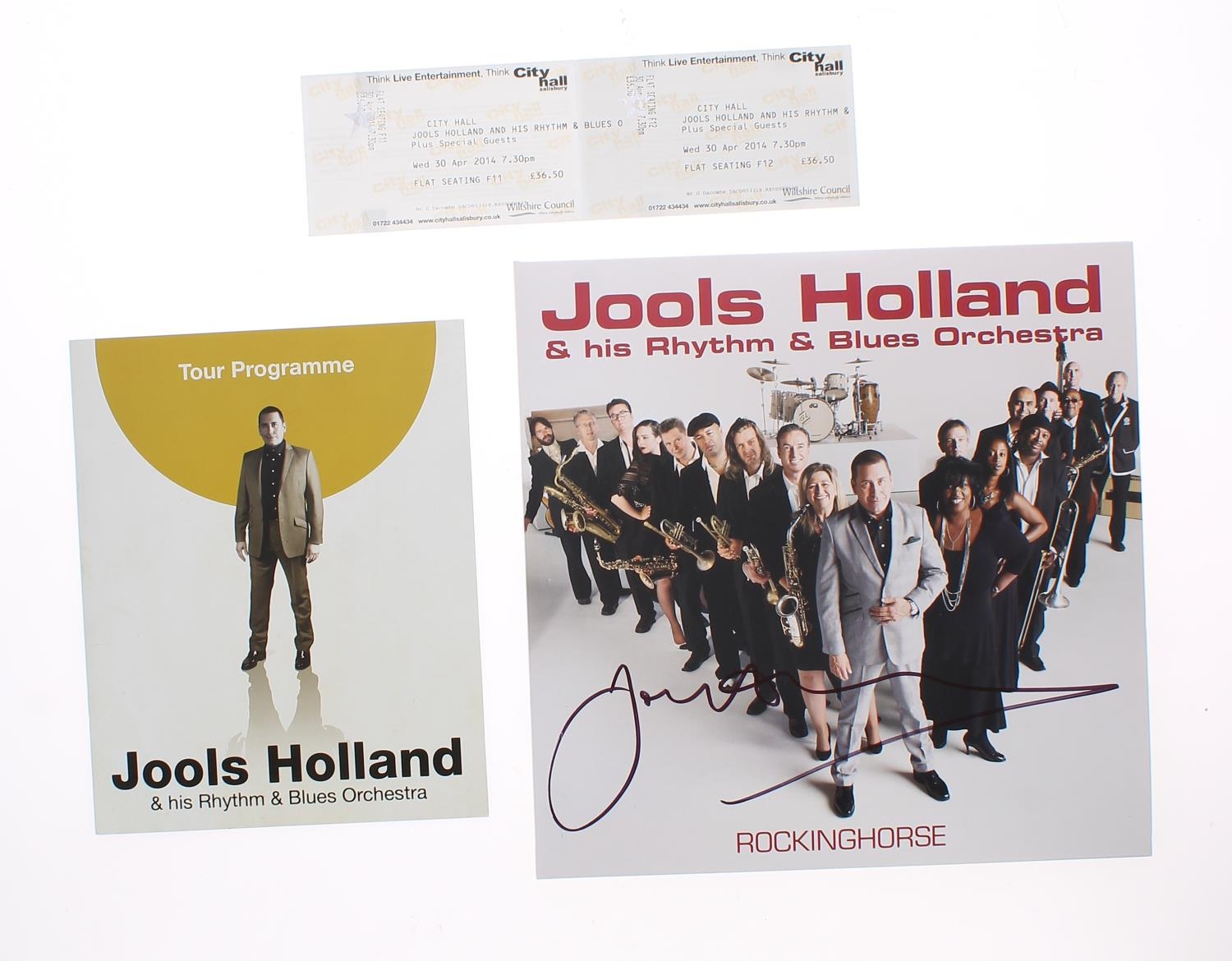 Jools Holland - autographed 'Rocking Horse' vinyl record; together with a 2014 souvenir tour