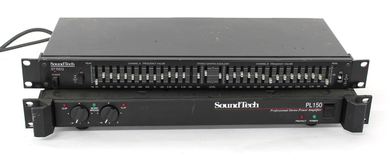Soundtech PL150 stereo power amplifier and a  Soundtech ST15EQ rack unit (2)