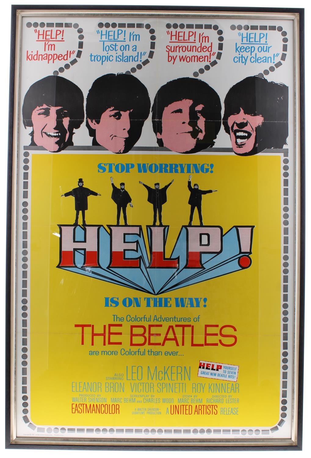 The Beatles - original United Artist's American release film poster for The Beatles 'Help!', framed,