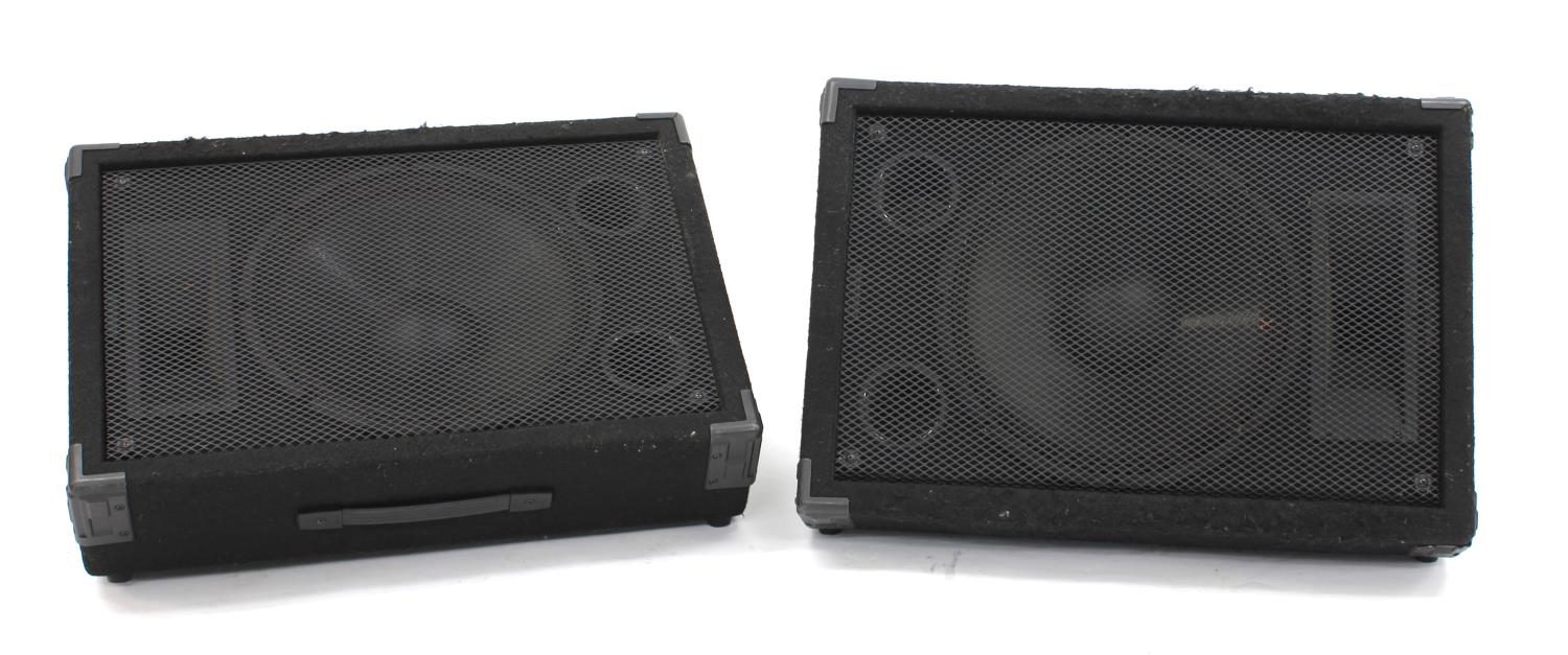 Pair of Ashton MB-15 passive wedge PA monitor speakers