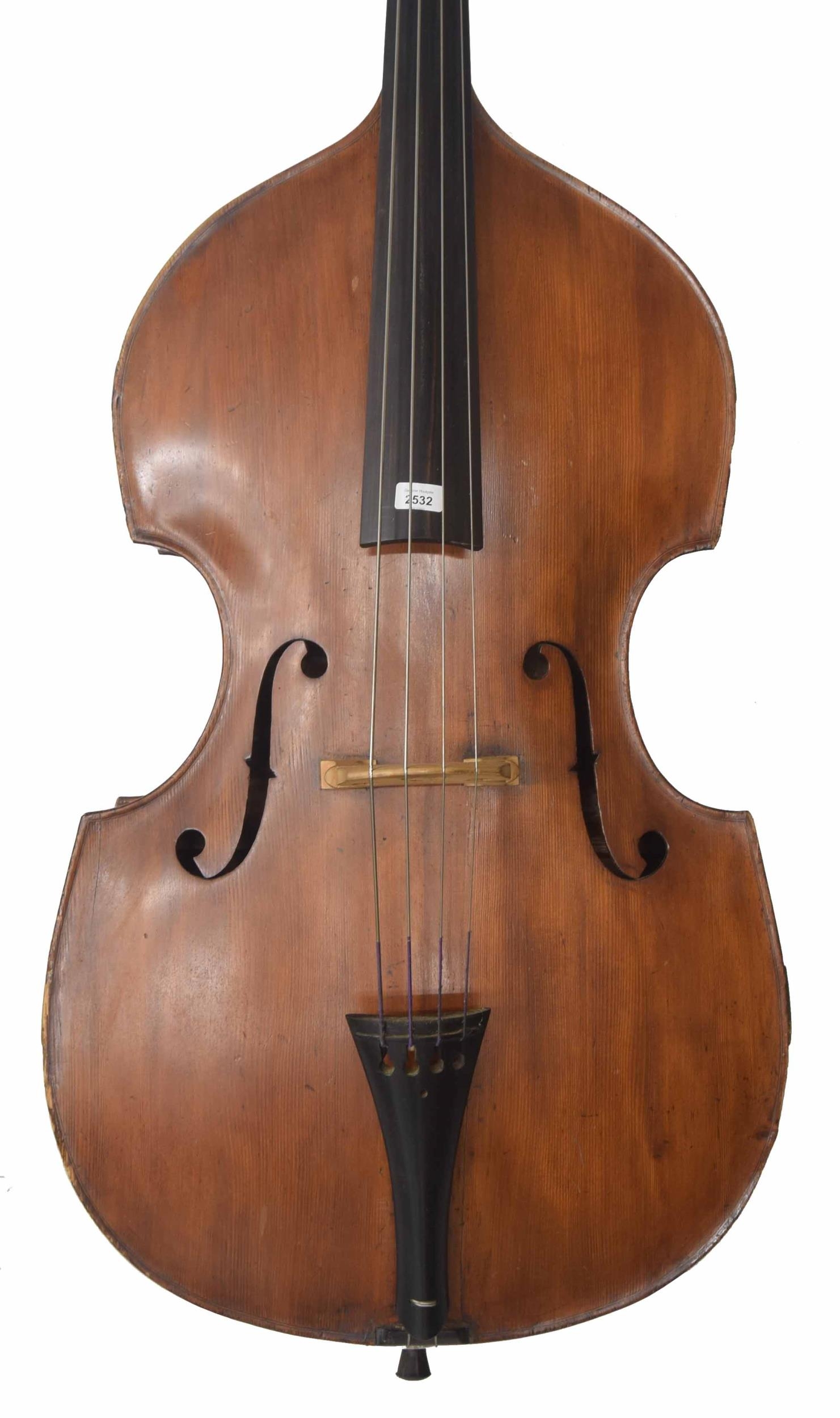 Good English double bass by W. R. Jones of Barnstaple, Devon, 1923, with carved lion's head scroll