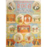 Chromolithographic coloured poster on linen circa 1910, inscribed Hermanos Roca Musicales, printed