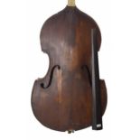 Late 19th century Dresden double bass, length of back 44", stop length 24.5",  and estimated