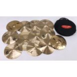 Eight Stagg 14" hi-hat cymbals; also three other Stagg cymbals, 18" crash, 16" crash, 14" crash