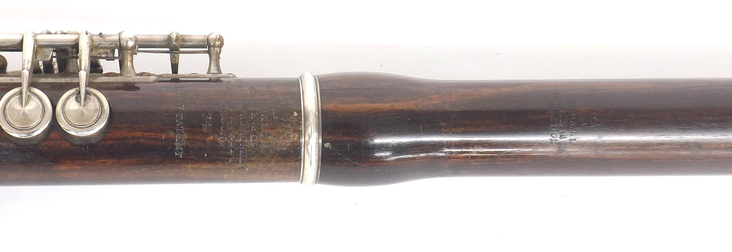 Cocuswood flute with silver keywork, stamped Rudall Carte & Co, 23 Berners Street, Oxford Street, - Image 2 of 3