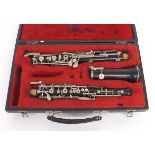 African blackwood Conservatoire (covered plates) system oboe with plated keywork, stamped F.Loree (