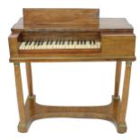 Small square piano, German or Austrian, circa 1825, the mahogany case in Biedermeier style, with