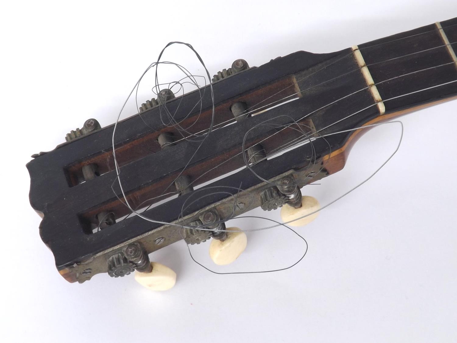 Five string zither banjo circa 1900, the resonator with boxwood banding, the rim and fretboard - Image 6 of 6